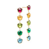 Pair of 14k yellow gold Grand stud earrings each featuring five 6 mm briolette cut rainbow hued gemstones - front view