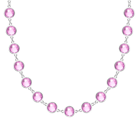 Pink Sapphire Solitaire Necklace 4mm / 14K Gold Genuine Pink Sapphire / October Birthstone Pink Sapphire / Layering Pink Sapphire Necklace