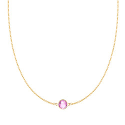 Grand 1 Pink Sapphire Necklace in 14k Gold (October)