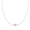 Grand 14k white gold 1.17 mm cable chain necklace featuring one 6 mm briolette cut bezel set pink sapphire