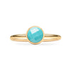 1.6 mm wide 14k yellow gold Grand ring featuring one 6 mm briolette cut bezel set turquoise - front view