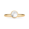 1.6 mm wide 14k yellow gold Grand ring featuring one 6 mm briolette cut bezel set white topaz - front view