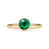 1.6 mm wide 14k yellow gold Grand ring featuring one 6 mm briolette cut bezel set emerald - front view