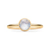 1.6 mm wide 14k yellow gold Grand ring featuring one 6 mm briolette cut bezel set moonstone - front view