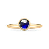 1.6 mm wide 14k yellow gold Grand ring featuring one 6 mm briolette cut bezel set sapphire - front view