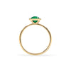 1.6 mm wide 14k yellow gold Grand ring featuring one 6 mm briolette cut bezel set emerald - standing view