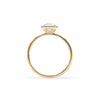 1.6 mm wide 14k yellow gold Grand ring featuring one 6 mm briolette cut bezel set moonstone - standing view