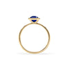 1.6 mm wide 14k yellow gold Grand ring featuring one 6 mm briolette cut bezel set sapphire - standing view