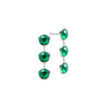 Pair of 14k white gold Grand stud earrings each featuring three 6 mm briolette cut bezel set emeralds
