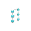 Pair of 14k white gold Grand stud earrings each featuring three 6 mm briolette cut bezel set turquoises