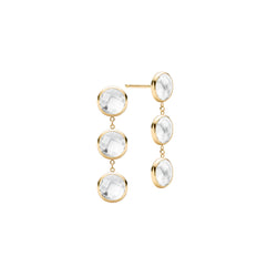 Newport Grand 3 White Topaz Earrings in 14k Gold (April)
