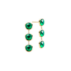 Grand 3 Emerald Earrings in 14k Gold (May)