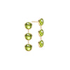 Pair of 14k yellow gold Grand stud earrings each featuring three 6 mm briolette cut bezel set peridots - front view