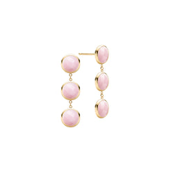 Grand 3 Pink Opal Earrings in 14k Gold (October)