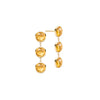 Pair of 14k yellow gold Grand stud earrings each featuring three 6 mm briolette cut bezel set citrines - front view