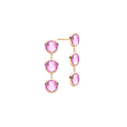 Grand 3 Pink Sapphire Earrings in 14k Gold (October)