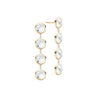 Pair of 14k yellow gold Grand stud earrings each featuring four 6 mm briolette cut bezel set white topaz - front view