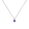 Greenwich cable chain necklace featuring one 4 mm amethyst and one 2.1 mm diamond bezel set in 14k white gold