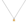 Greenwich cable chain necklace featuring one 4 mm faceted round cut citrine & one 2.1 mm diamond bezel set in 14k white gold