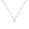 Greenwich cable chain necklace featuring one 4 mm round cut opal and one 2.1 mm diamond bezel set in 14k white gold