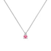 Greenwich cable chain necklace featuring one 4 mm pink tourmaline and one 2.1 mm diamond bezel set in 14k white gold