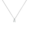 Greenwich cable chain necklace featuring one 4 mm round cut white topaz and one 2.1 mm diamond bezel set in 14k white gold