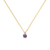 Greenwich cable chain necklace featuring one 4 mm amethyst and one 2.1 mm diamond bezel set in 14k gold - front view