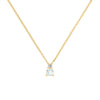 Greenwich cable chain necklace featuring one 4 mm white topaz and one 2.1 mm diamond bezel set in 14k gold - front view