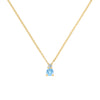 Greenwich cable chain necklace featuring one 4 mm Nantucket blue topaz & one 2.1 mm diamond set in 14k gold - front view