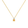 Greenwich cable chain necklace featuring one 4 mm citrine and one 2.1 mm diamond bezel set in 14k gold - front view