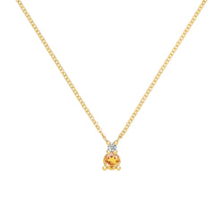 Greenwich Solitaire Citrine & Diamond Necklace in 14k Gold (November)