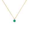 Greenwich cable chain necklace featuring one 4 mm emerald and one 2.1 mm diamond bezel set in 14k gold - front view