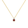 Greenwich cable chain necklace featuring one 4 mm garnet and one 2.1 mm diamond bezel set in 14k gold - front view