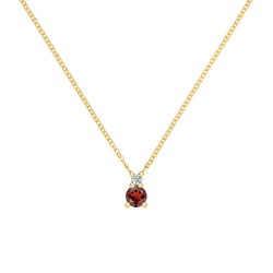 Greenwich Solitaire Garnet & Diamond Necklace in 14k Gold (January)