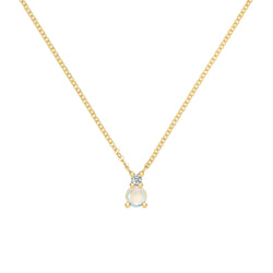 Greenwich Solitaire Opal & Diamond Necklace in 14k Gold (October)