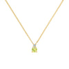 Greenwich cable chain necklace featuring one 4 mm peridot and one 2.1 mm diamond bezel set in 14k gold - front view