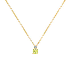 Greenwich Solitaire Peridot & Diamond Necklace in 14k Gold (August)