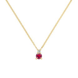 Greenwich Solitaire Ruby & Diamond Necklace in 14k Gold (July)