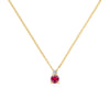 Greenwich cable chain necklace featuring one 4 mm ruby and one 2.1 mm diamond bezel set in 14k yellow gold - front view