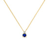 Greenwich cable chain necklace featuring one 4 mm sapphire and one 2.1 mm diamond bezel set in 14k gold - front view