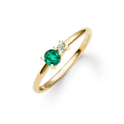Greenwich Solitaire Emerald & Diamond Ring in 14k Gold (May)