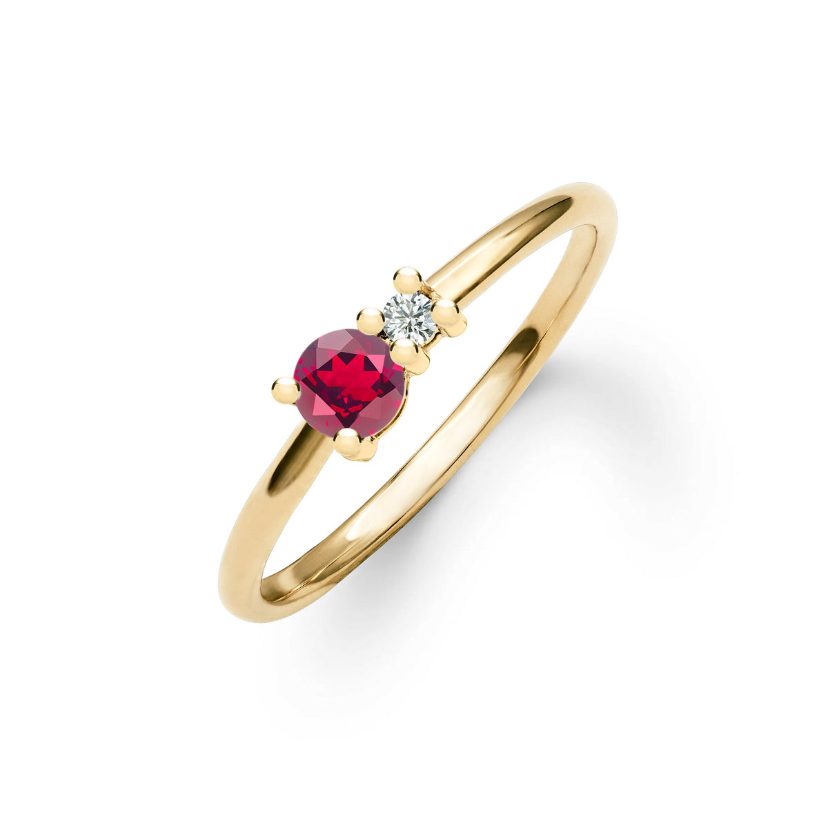 1.33 Carat Classic Oval and Round Cut Ruby and Diamond 14Kt Yellow Gold Ring