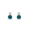 Pair of 14k white gold Greenwich 1 Birthstone earrings each featuring one 4 mm alexandrite and one 2.1 mm diamond
