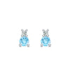 Pair of 14k white gold Greenwich 1 Birthstone earrings each featuring one 4 mm Nantucket blue topaz and one 2.1 mm diamond