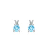 Pair of 14k white gold Greenwich 1 Birthstone earrings each featuring one 4 mm Nantucket blue topaz and one 2.1 mm diamond