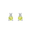 Pair of 14k white gold Greenwich 1 Birthstone earrings each featuring one 4 mm peridot and one 2.1 mm diamond