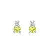 Pair of 14k white gold Greenwich 1 Birthstone earrings each featuring one 4 mm peridot and one 2.1 mm diamond