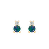 Pair of 14k yellow gold Greenwich 1 Birthstone earrings each featuring one 4 mm alexandrite and one 2.1 mm diamond