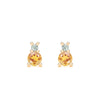 Pair of 14k yellow gold Greenwich 1 Birthstone earrings each featuring one 4 mm citrine and one 2.1 mm diamond