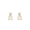 Pair of 14k yellow gold Greenwich 1 Birthstone earrings each featuring one 4 mm opal and one 2.1 mm diamond